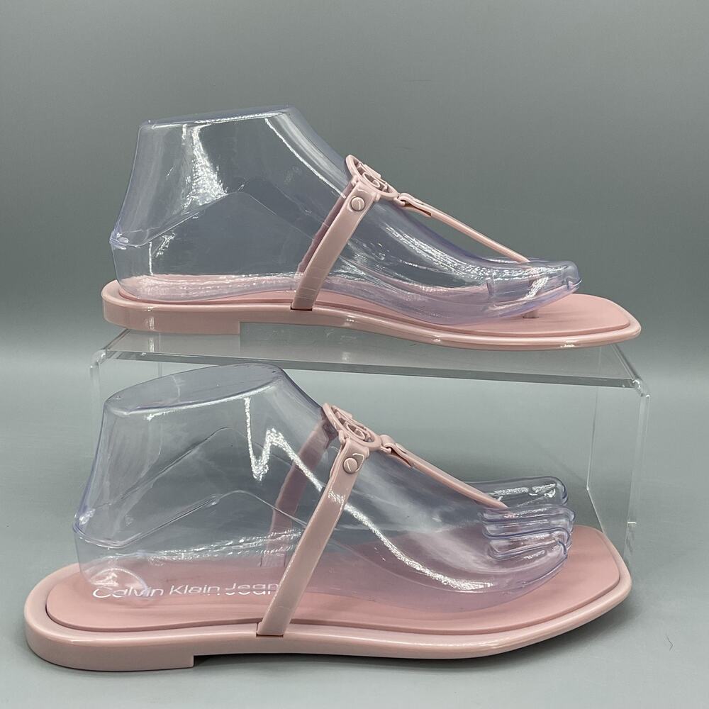NEW Calvin Klein Women’s Edhen Logo Thong Sandals Light Pink Size 6M